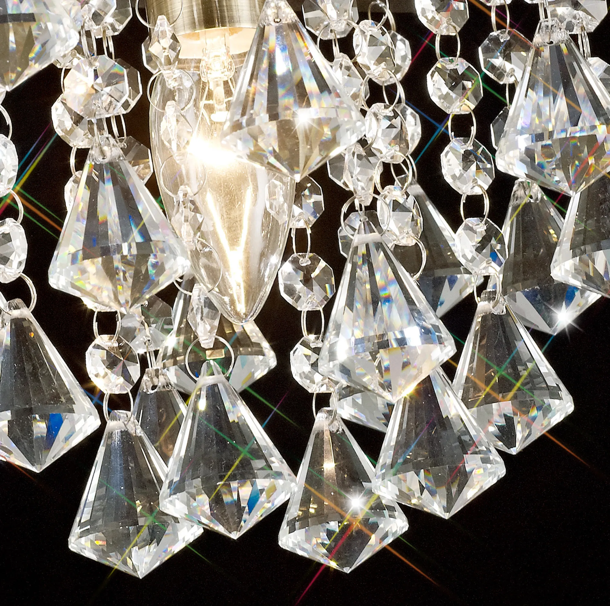 Acton Crystal Square Flush Ceiling 5 Light Antique Brass D0190  Deco Acton